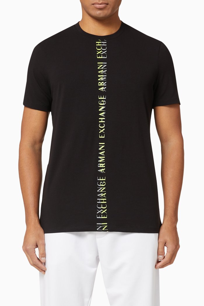 

Neon Vertical Logo Cotton T-shirt, Black