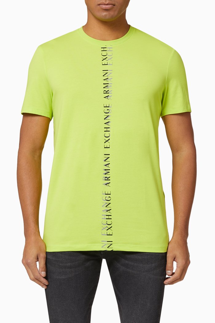 

Neon Vertical Logo Cotton T-shirt, Yellow