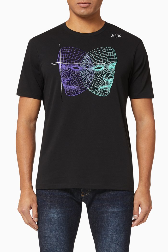 

Faces Cotton T-shirt, Black