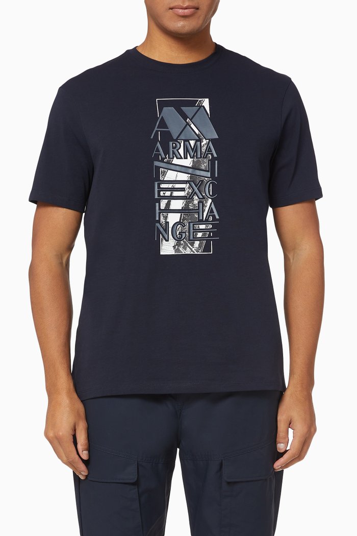 

Rectangle Block Logo Cotton T-shirt, Blue