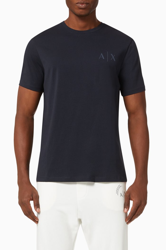 AX Text Cotton Jersey T-shirt, Blue