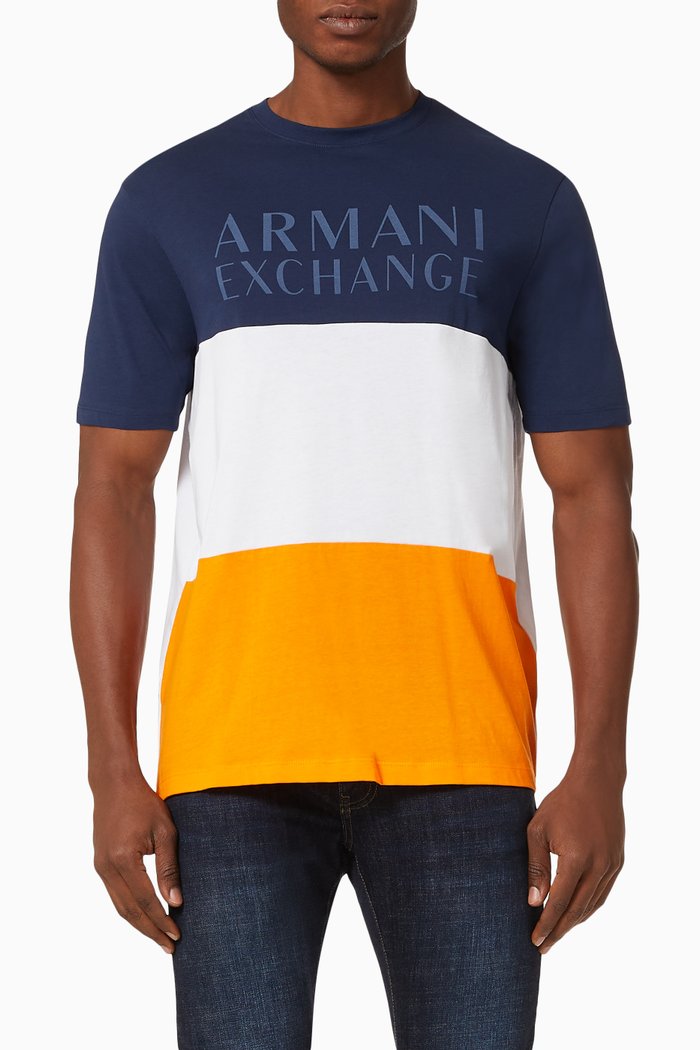

AX Colour Block Cotton Jersey T-shirt, Black