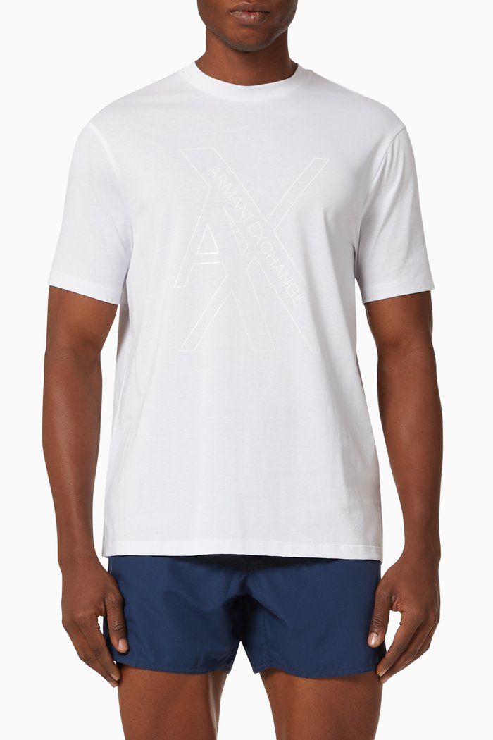 

AX Metallic Logo Cotton Jersey T-shirt, White