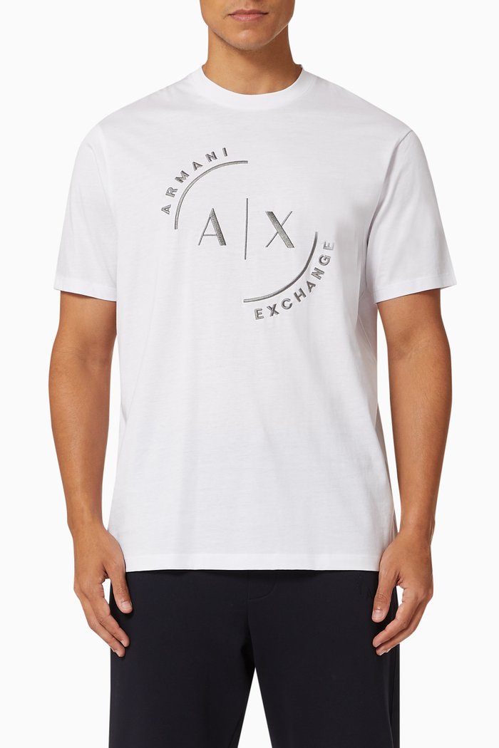 

AX Circle Logo Cotton Jersey T-shirt, White