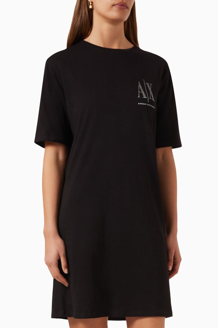 

Icon Logo T-shirt Dress in Jersey, Black
