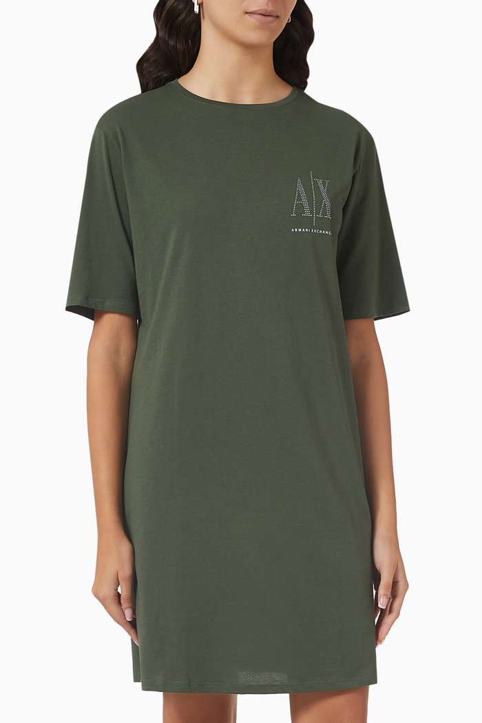 

Icon Logo T-shirt Dress in Jersey, Green
