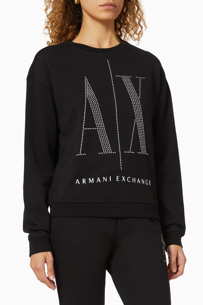 Icon Logo Cotton Sweatshirt, Black