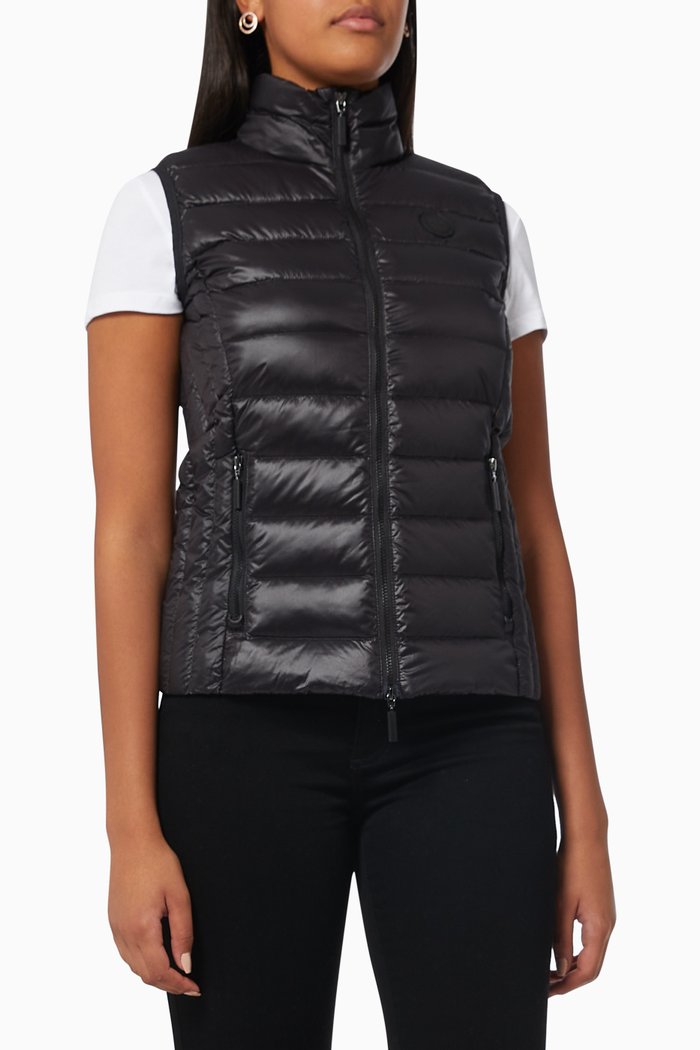 Padded Gilet in Quilted Nylon, Black