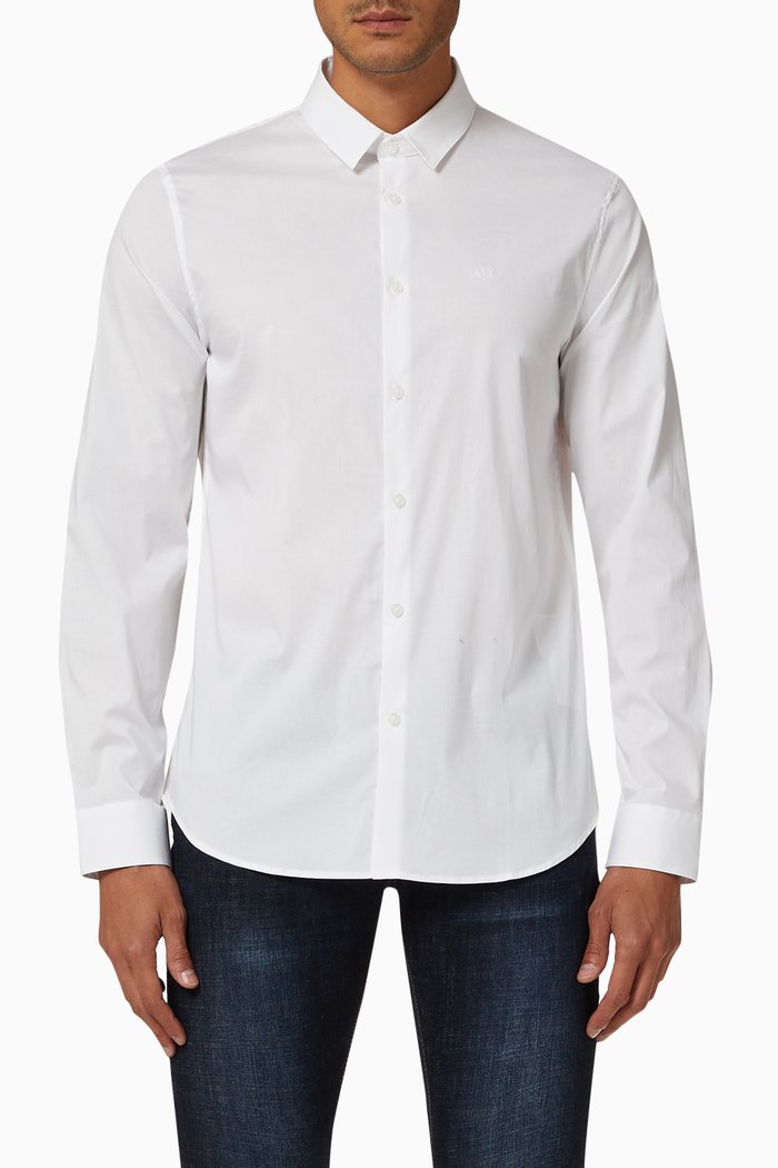 

Slim Shirt in Stretch Cotton Poplin, White