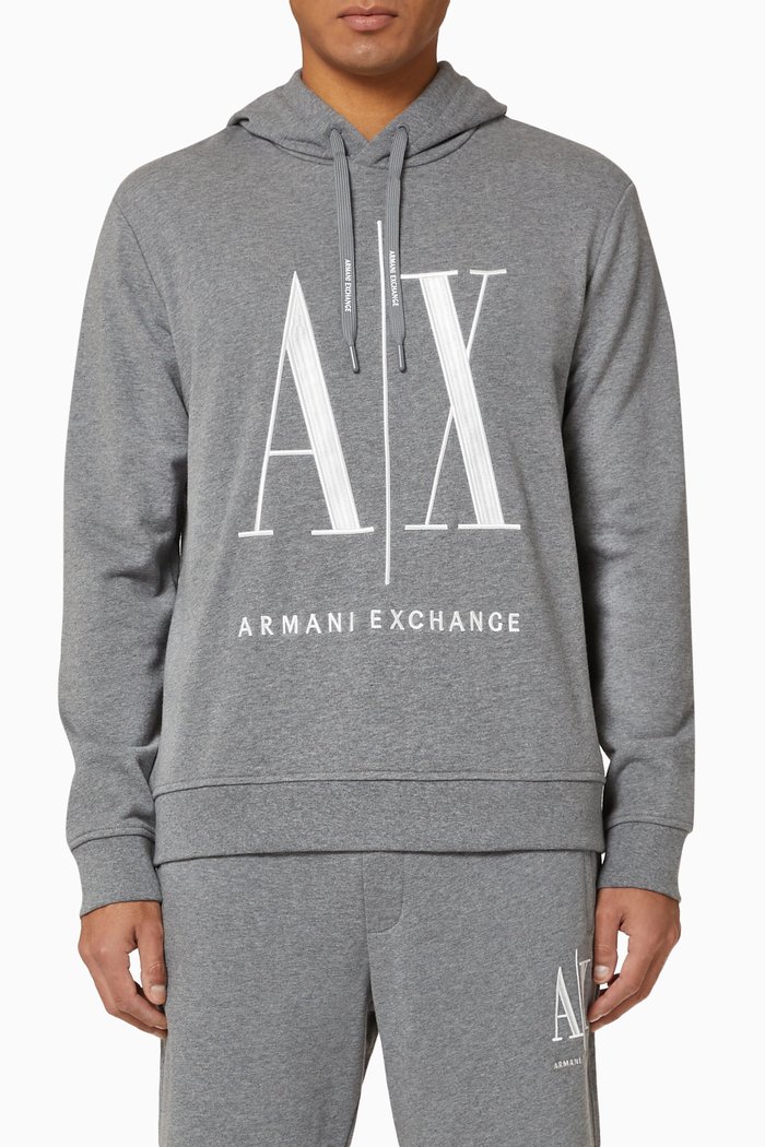 

Large Icon Cotton Hoodie, Grey