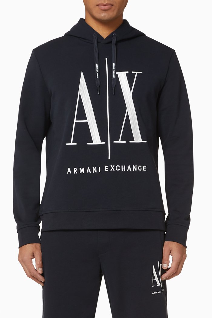 

Large Icon Cotton Hoodie, Blue