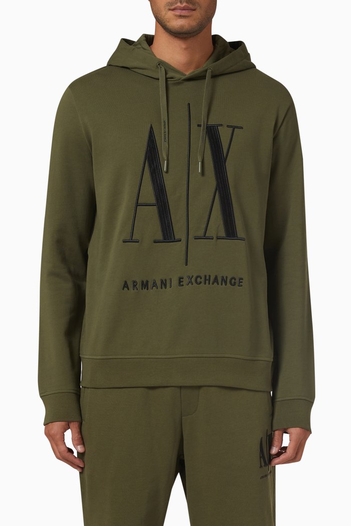 

Large Icon Hoodie in Cotton, Green