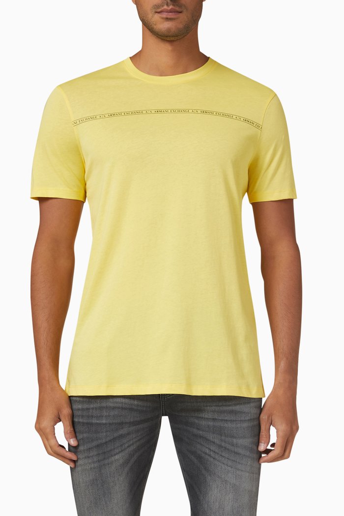 Stripe Logo T-shirt in Cotton, Yellow