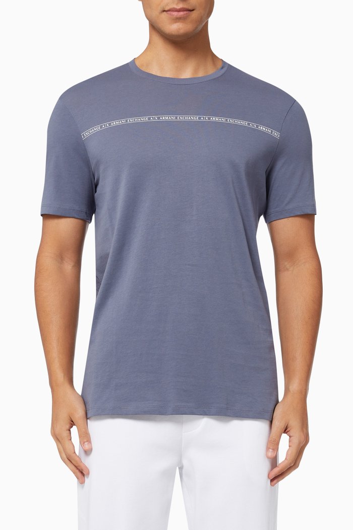 

Stripe Logo Cotton T-shirt, Grey