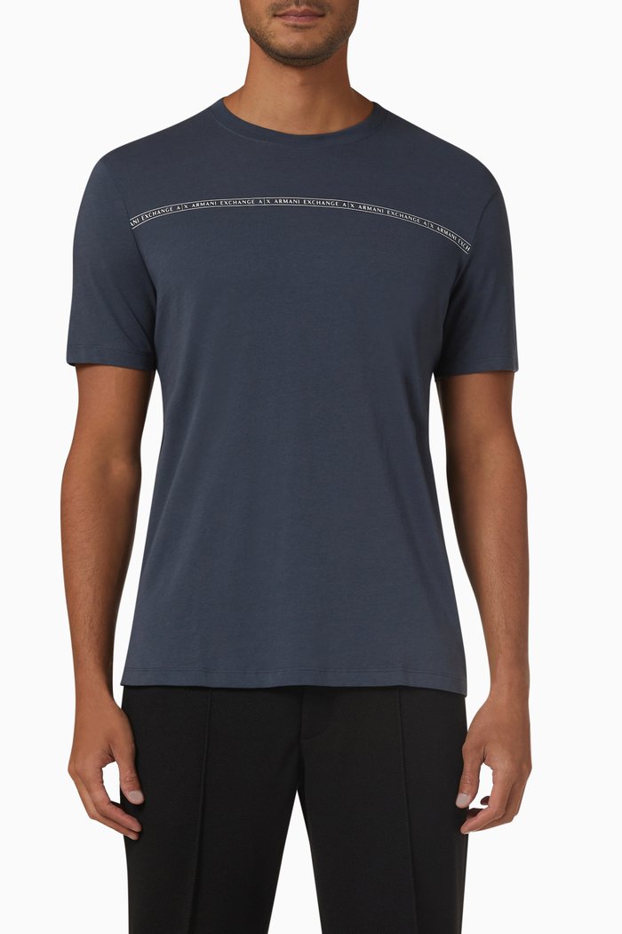 

Stripe Logo T-shirt in Cotton, Blue