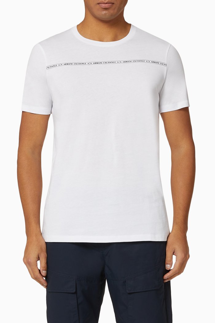 

Stripe Logo Cotton T-shirt, White