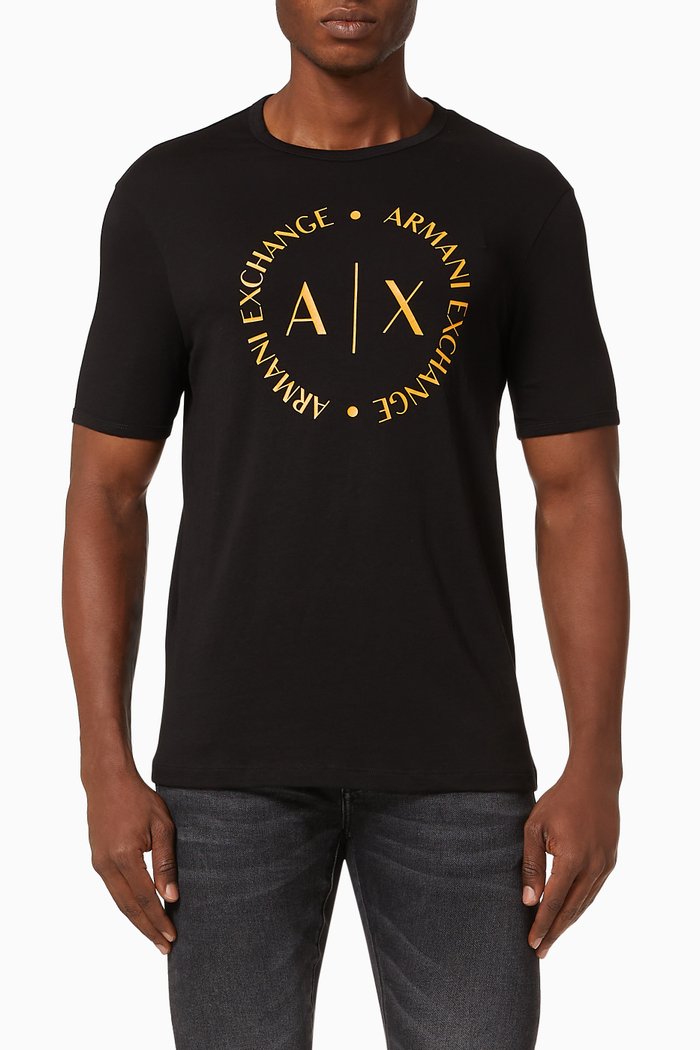 

AX Circle Logo Cotton Jersey T-shirt, Black