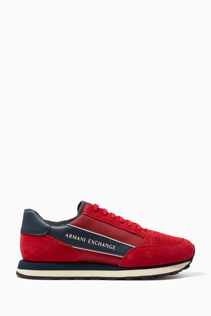 

Stripe Logo Sneakers in Suede, Multicolour