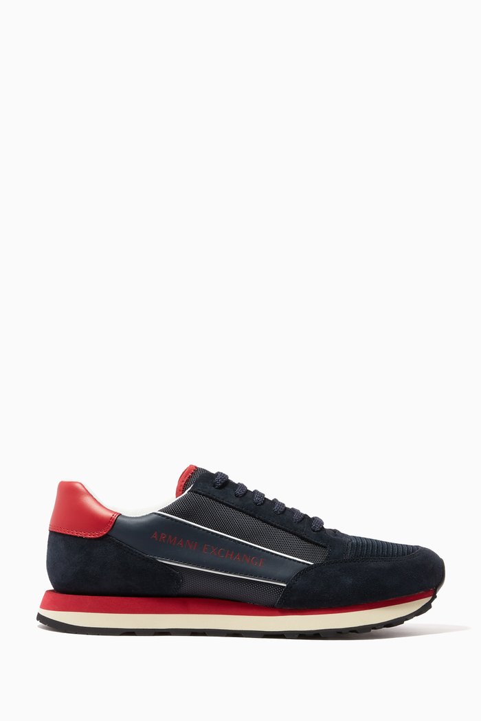 

Stripe Logo Sneakers in Suede, Multicolour