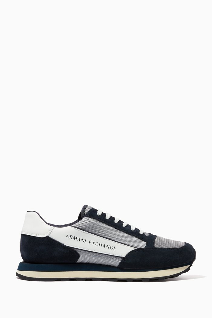 

Stripe Logo Sneakers in Suede, Multicolour