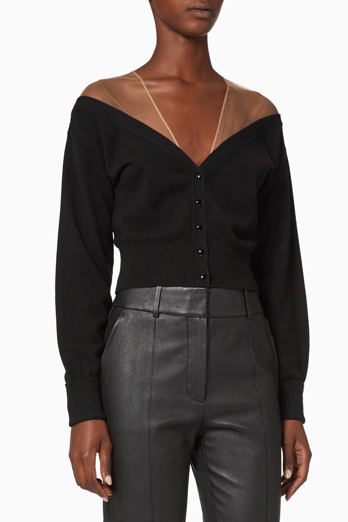 

Fitted Cropped Cardigan, Black