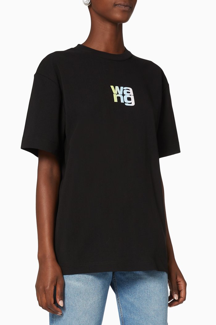 

Ombre Logo Print Cotton T-Shirt, Pink