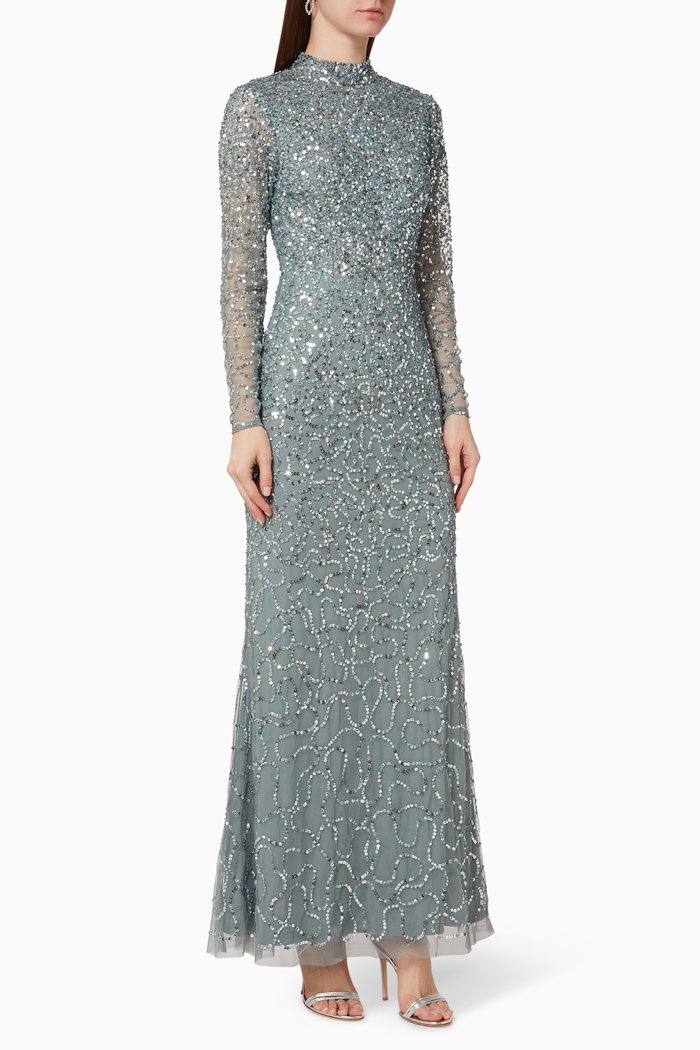 

Sequin Embellished Maxi Dress, Blue