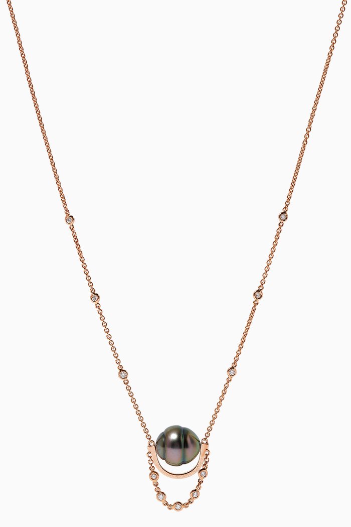 

Entrelace Pearl Necklace with Diamonds in 18kt Rose Gold