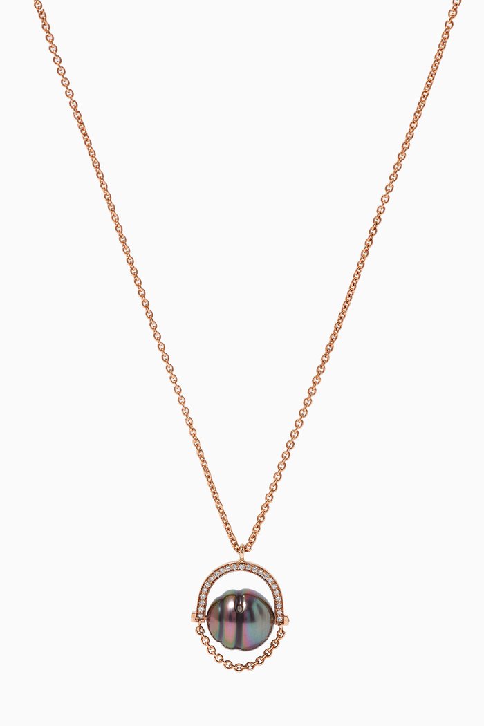 

Entrelace Pearl Necklace with Diamonds in 18kt Rose Gold
