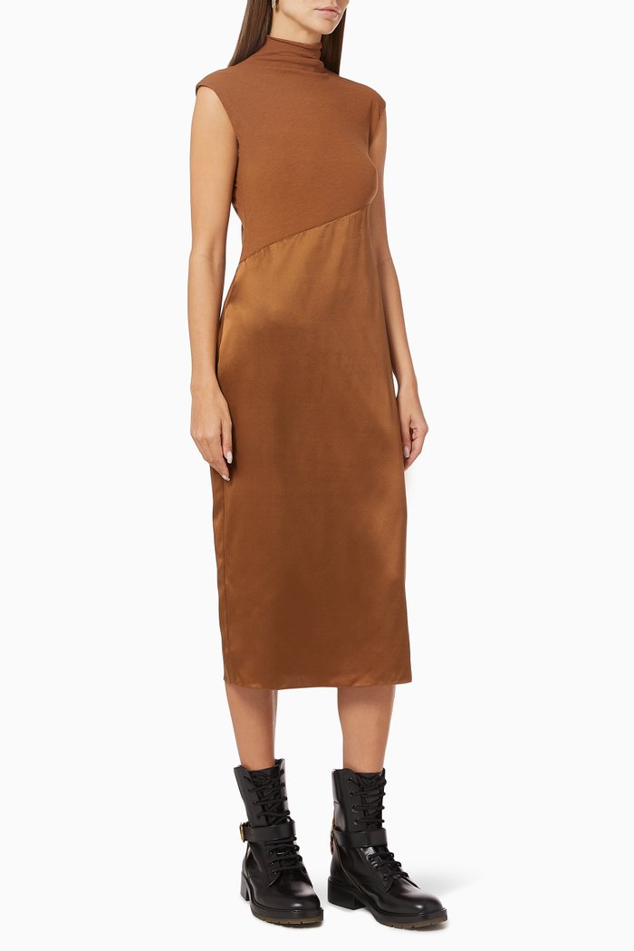 

Seamed Midi Dress, Brown