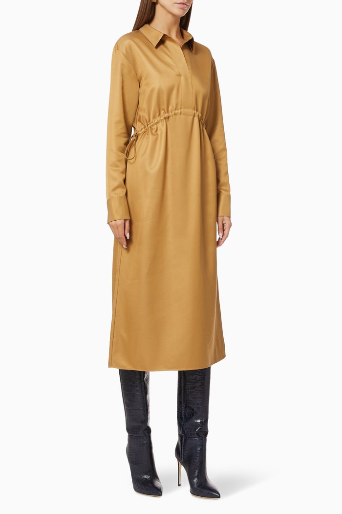 

Drawstring Shirt Dress, Neutral