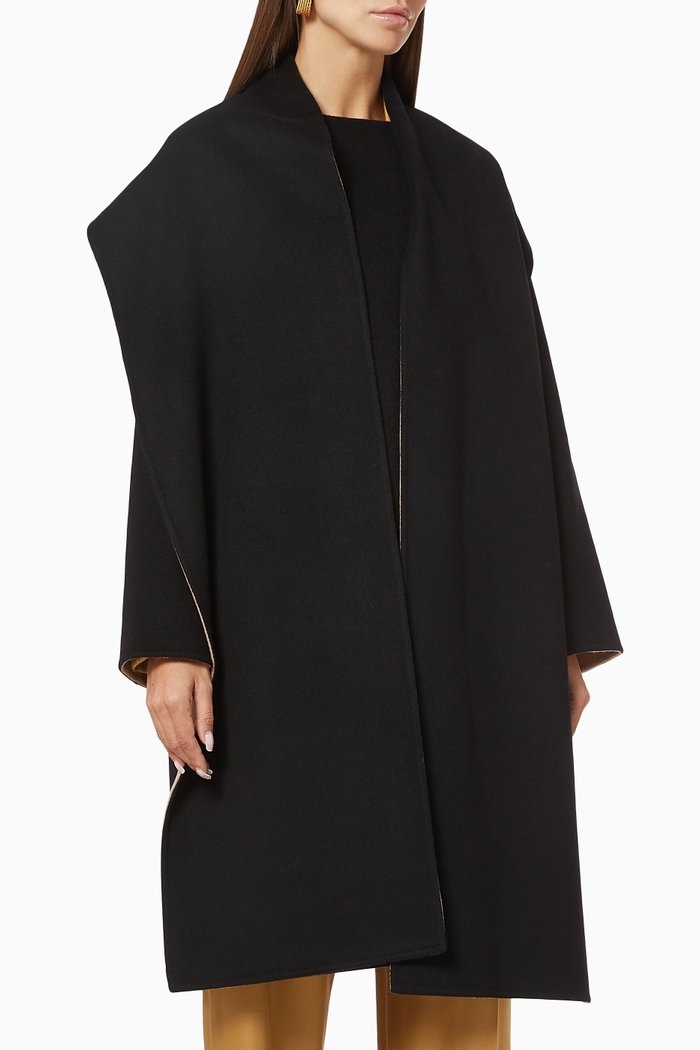 Double Face Cashmere Scarf Coat, Black