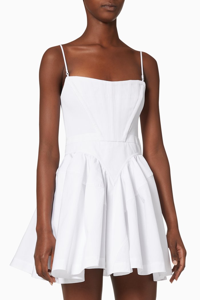 

Flared Corset Mini Dress, White