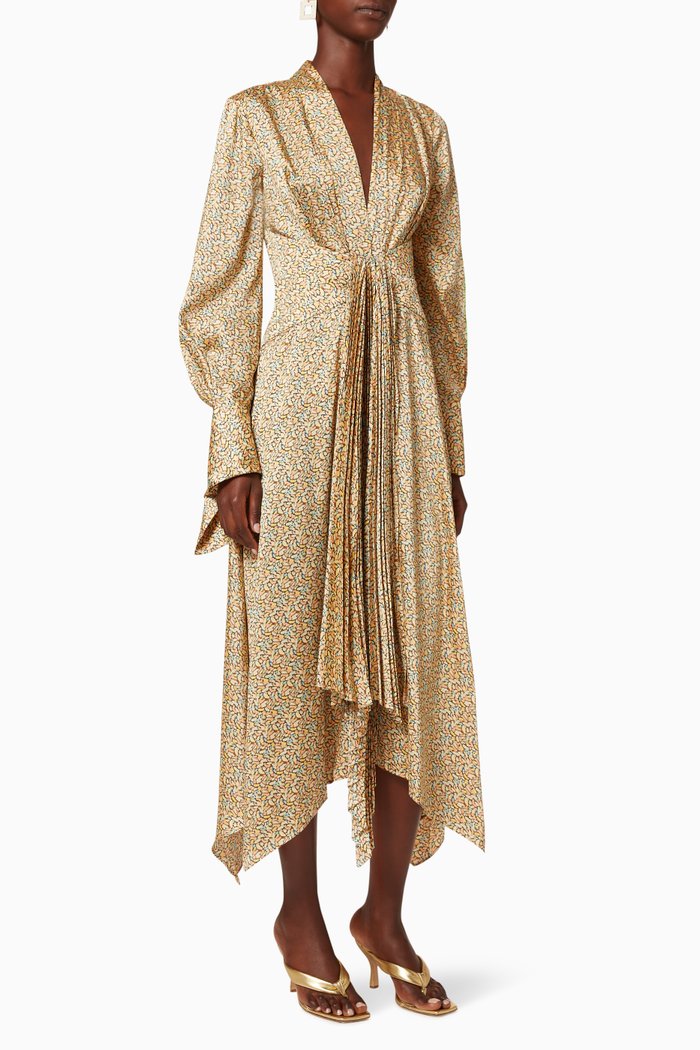 

Hernshaw Pleated Dress, Gold