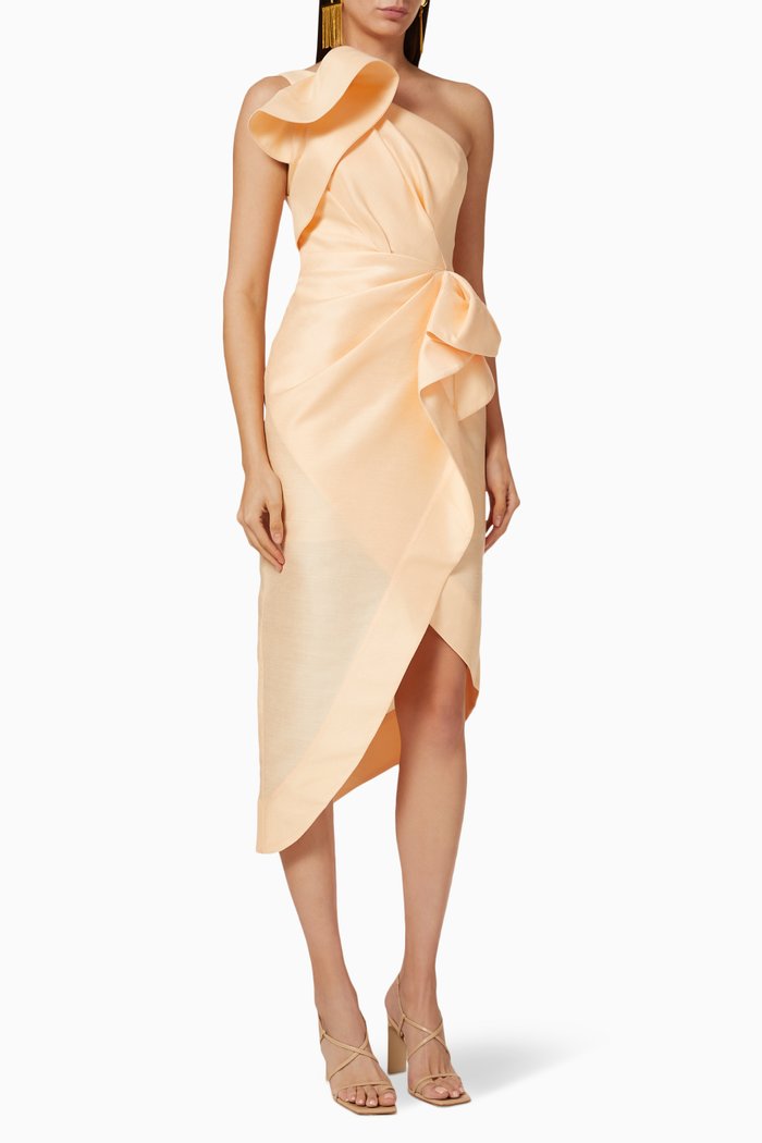 Darcher Asymmetrical Dress, Orange