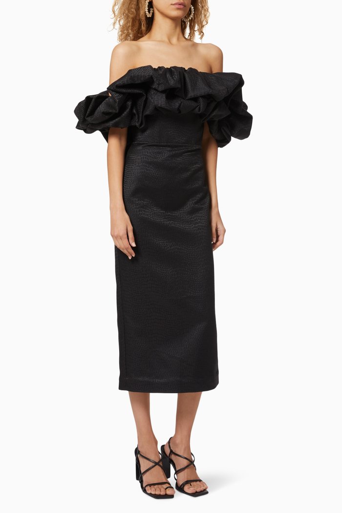 

Fields Ruffled Dress, Black