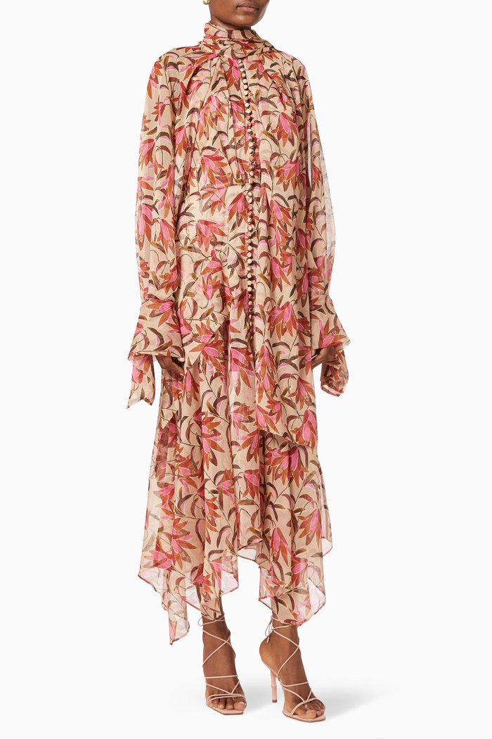 

Cathedral Dress in Floral Chiffon, Multicolour