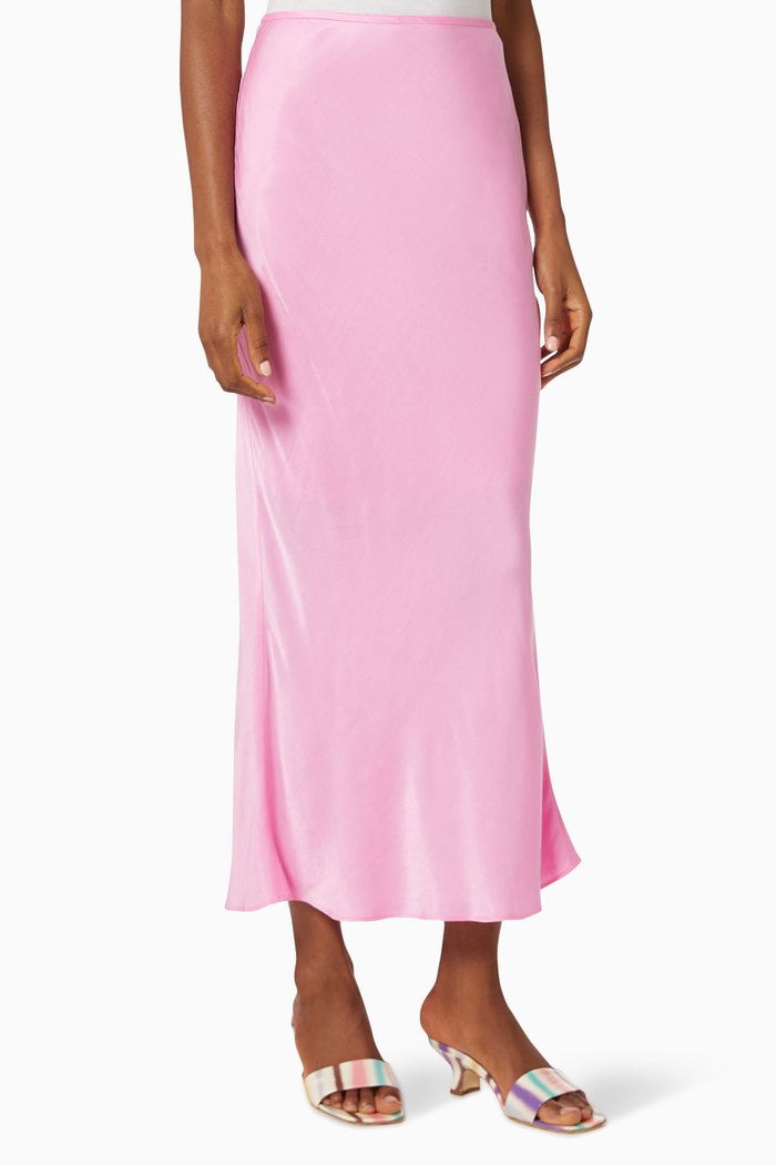 

Celcil Midi Skirt in Satin, Pink