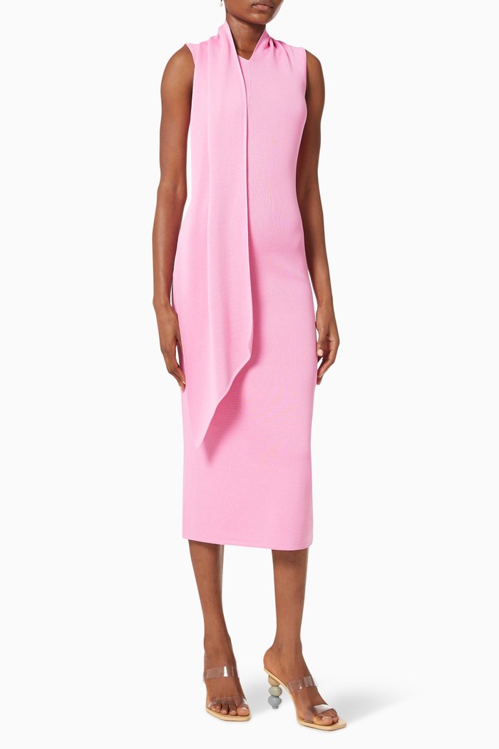 

Aster Midi Dress in Stretch Knit, Pink