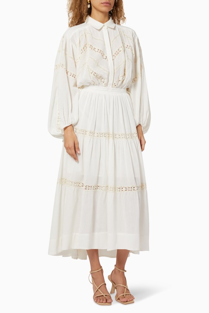 

Chloe Chevron Cotton Gauze Dress, Neutral