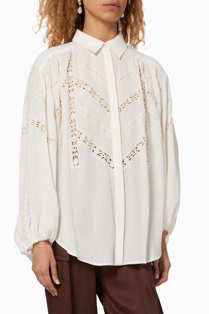 

Chloe Chevron Cotton Gauze Shirt, Neutral