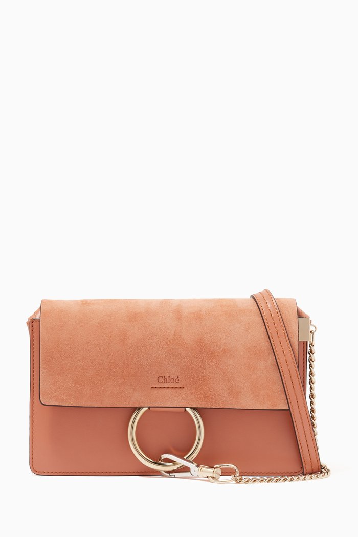 

Small Faye Shoulder Bag in Shiny & Suede Calfskin, Brown