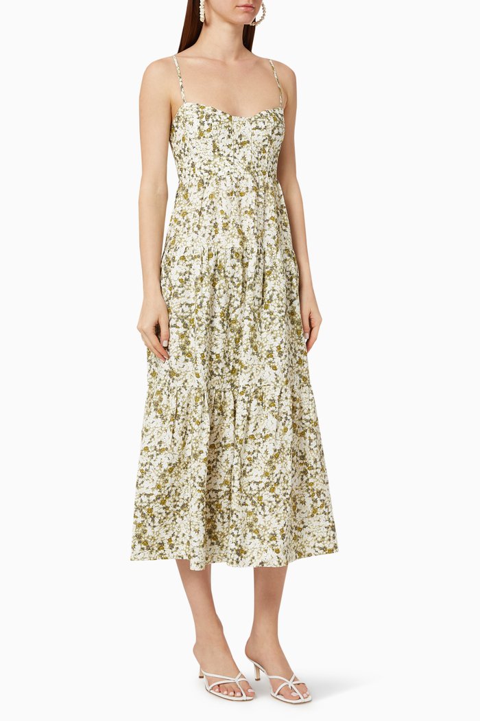

Suzette Linen Tiered Midi Dress, Multicolour