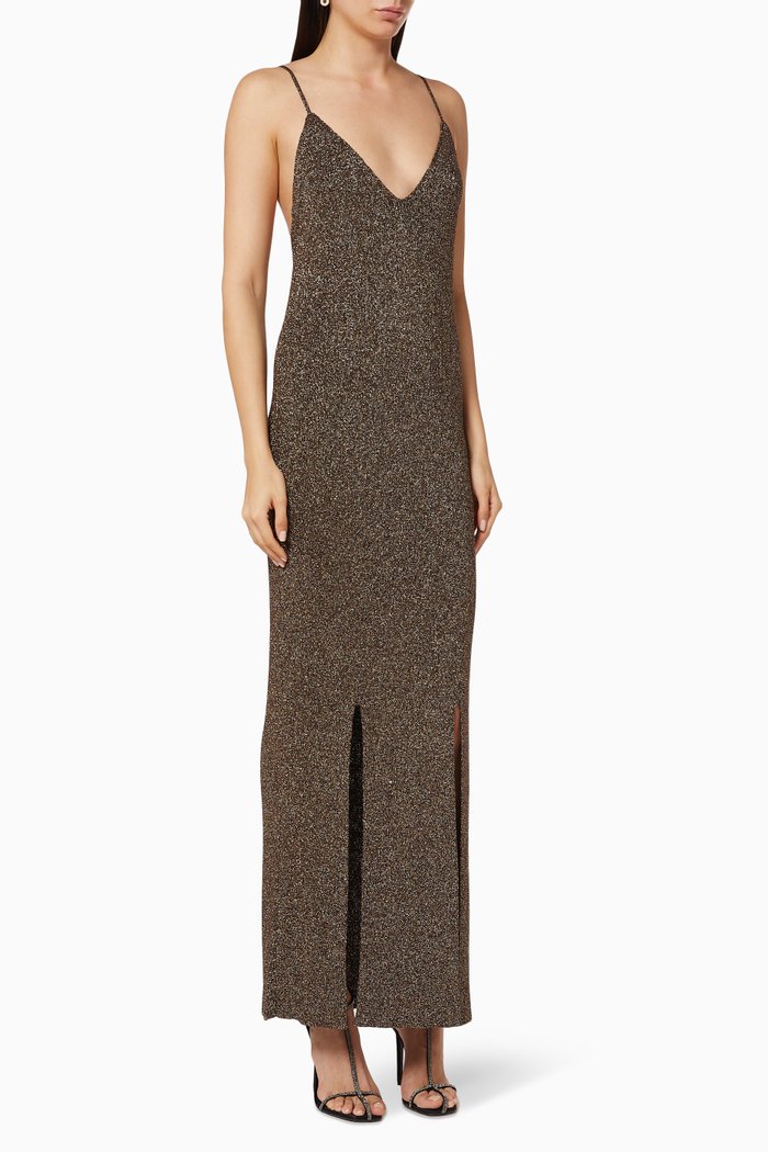 Glitter Knit Strap Dress, Brown