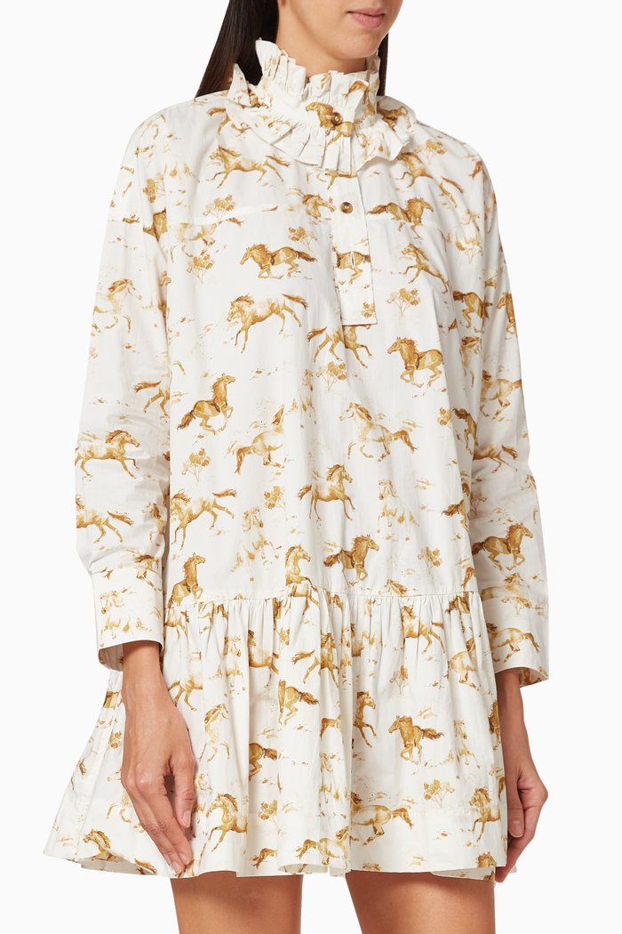 

Horse Print Cotton Poplin Dress, Neutral
