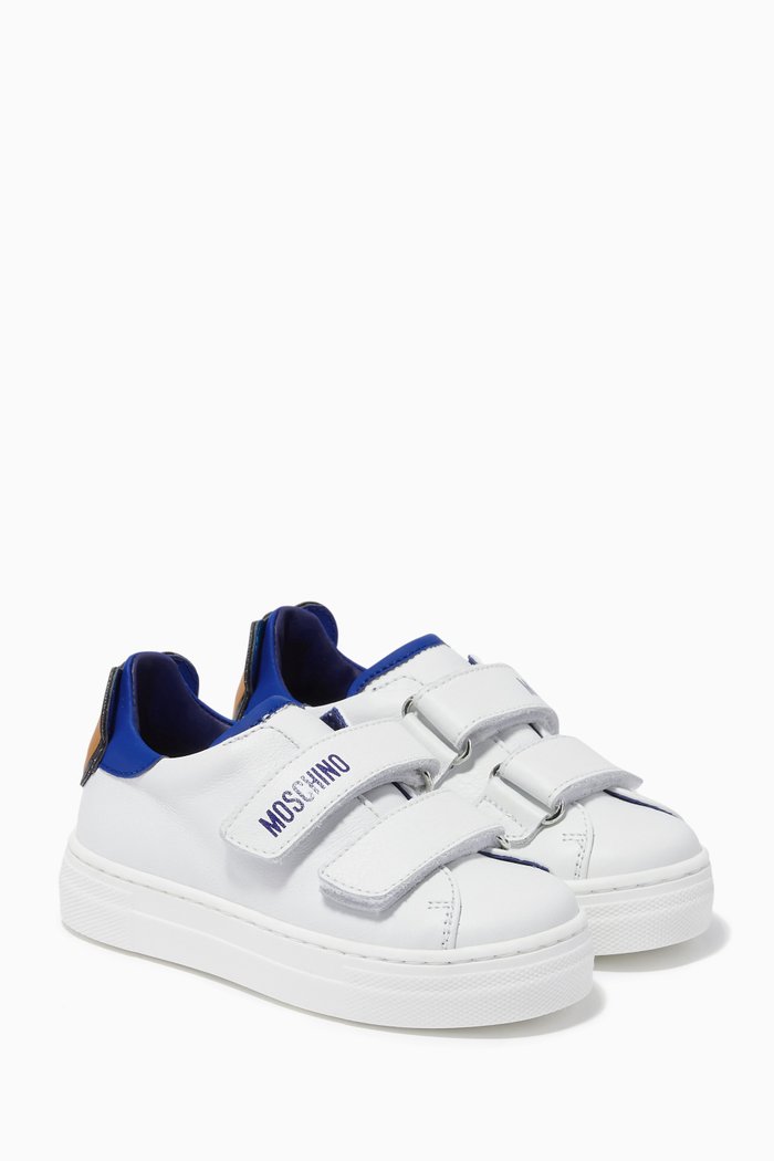 

Teddy Bear Sneakers in Leather, White