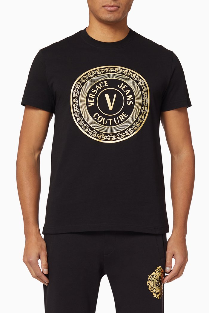 V-Emblem Cotton T-shirt, Black