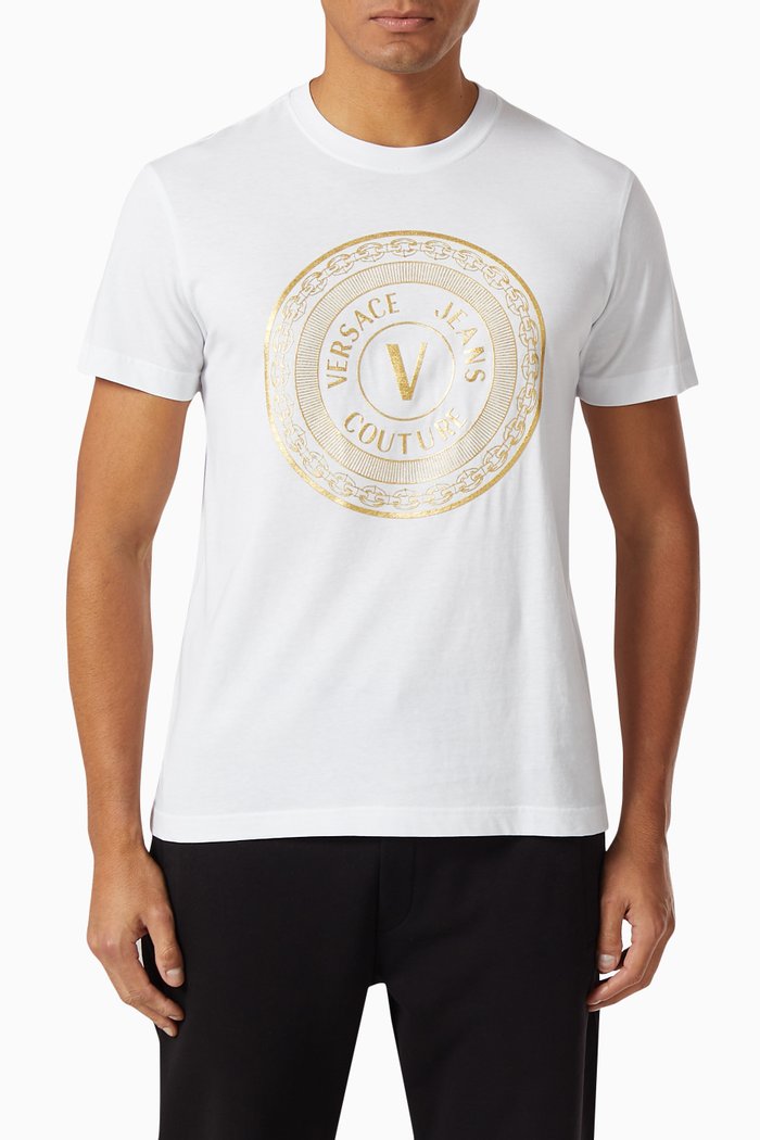 

V-Emblem Cotton T-shirt, White