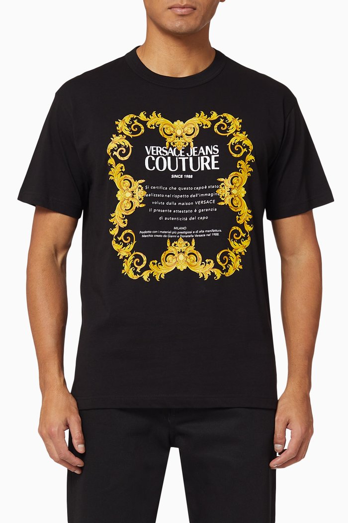Etichetta Baroque Cotton T-shirt, Black