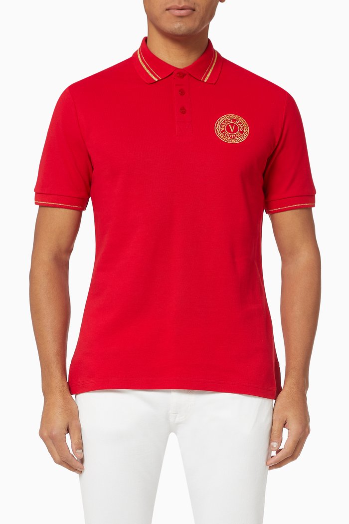 

Grecian Head Cotton Polo T-Shirt, Red